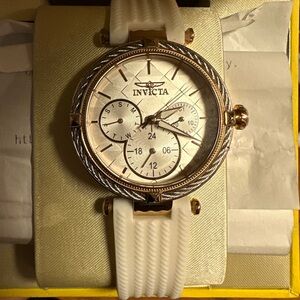 Invicta Gold-Tone Watch with White Strap